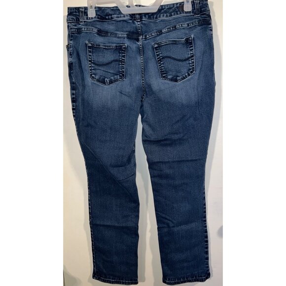 Lee Womens Denim Size 20W Straight Leg Jeans Blue Mid Rise 5-Pocket Dark Wash - Picture 2 of 3
